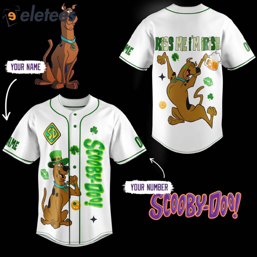 Scooby-Doo Kiss Me Im Irish Custom Name Baseball Jersey