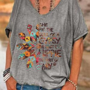 She Has The Soul Of A Gypsy The Heart Of A Hippie The Spirit Of Airy V neck Womens Shirt 2