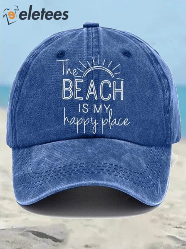 The Beach is My Happy Place Print Baseball Cap