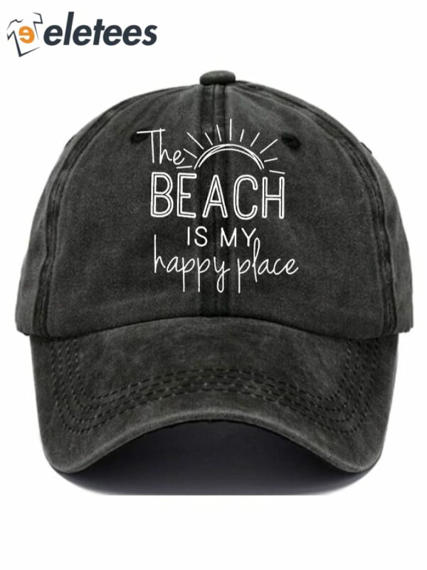 The Beach is My Happy Place Print Baseball Cap