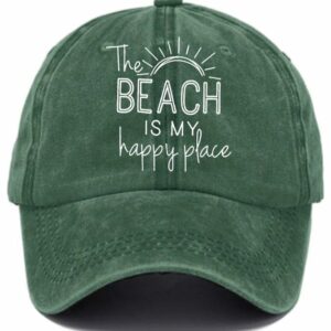 The Beach is My Happy Place Print Baseball Cap2