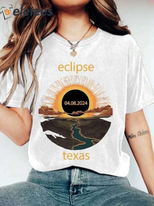 Total Solar Eclipse 2024 Texas Print T-Shirt