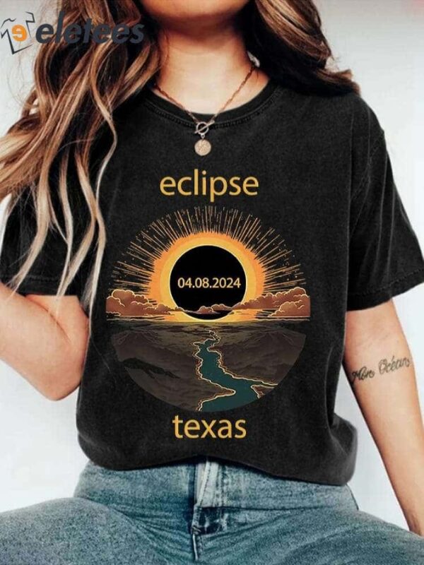 Total Solar Eclipse 2024 Texas Print T-Shirt