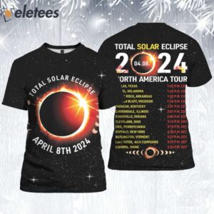 Total Solar Eclipse April 8 2024 North America Tour Shirt 3