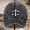 Unisex Distressed Washed Cotton Faith Print Hat