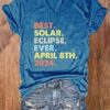 V-neck Retro Best Solar Eclipse Ever April 8th 2024 Print T-Shirt