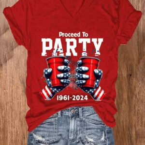WomenS Proceed to Party Print Casual T Shirt