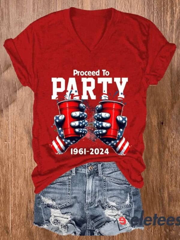 Women’S Proceed to Party Print Casual T-Shirt