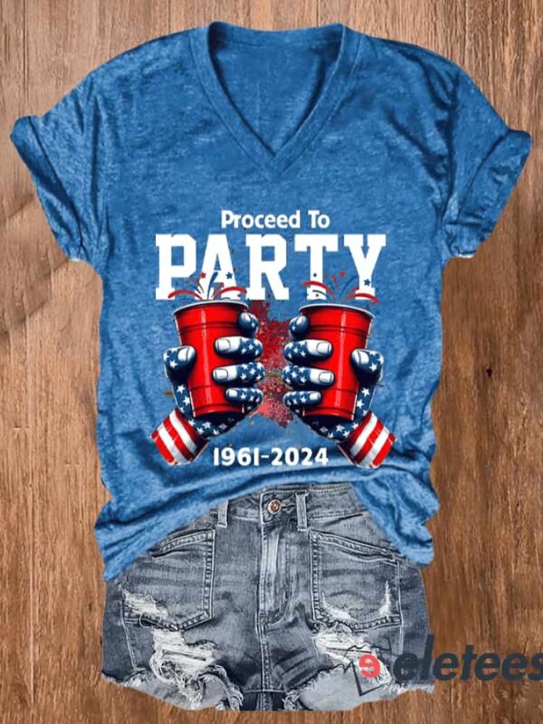 Women’S Proceed to Party Print Casual T-Shirt