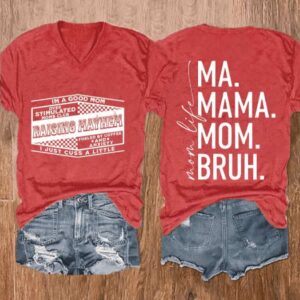 WomenS Raising Mayhem Mom Life Print Casual T Shirt