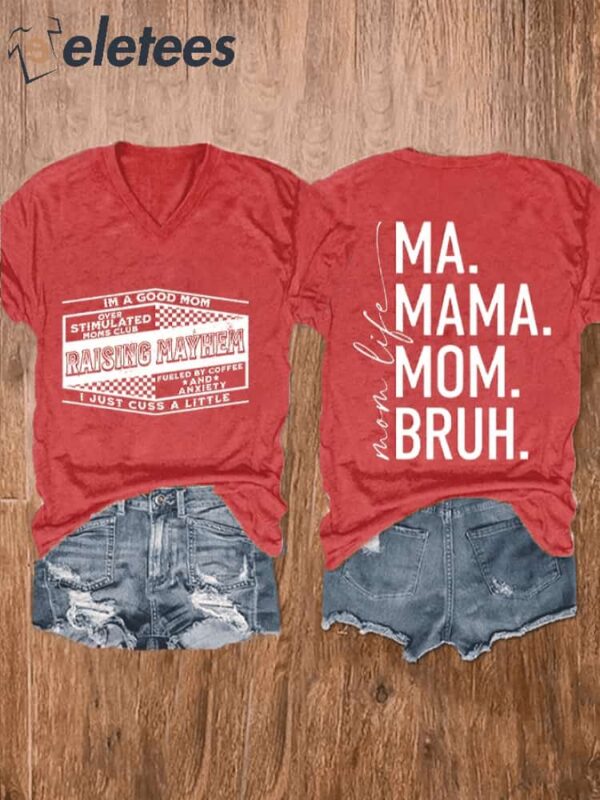 Women’S Raising Mayhem Mom Life Print Casual T-Shirt