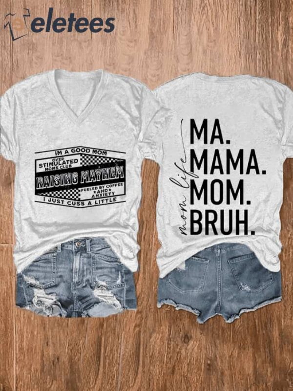 Women’S Raising Mayhem Mom Life Print Casual T-Shirt