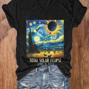 Women'S Solar Eclipse 2024 Print Casual T-Shirt