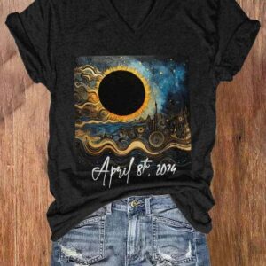 Women’S Solar Eclipse 2024 Print T-Shirt