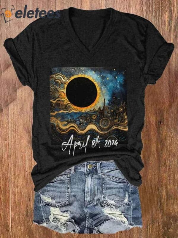 Women’S Solar Eclipse 2024 Print T-Shirt