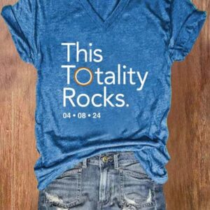 Women'S This Totality Rocks 2024 Solar Eclipse Print Casual T-Shirt