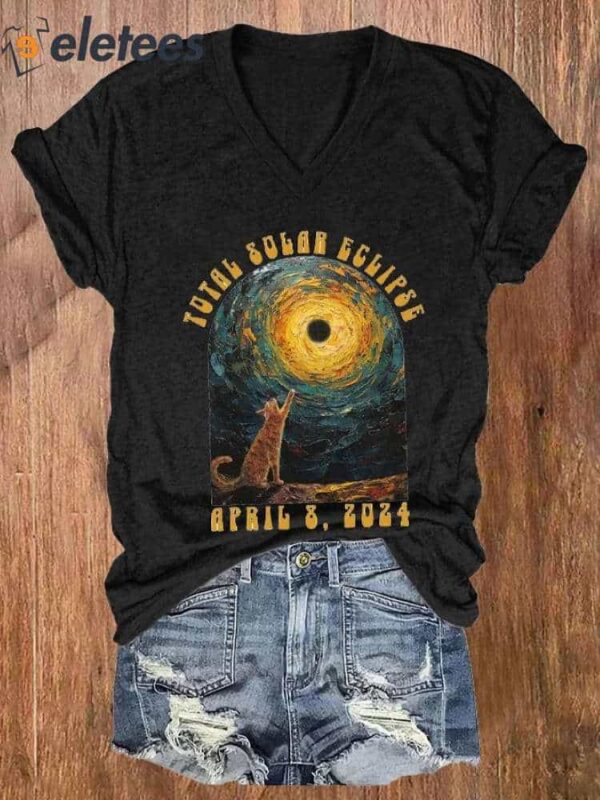 Women’S Total Solar Eclipse 2024 Print Casual T-Shirt