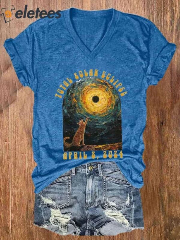 Women’S Total Solar Eclipse 2024 Print Casual T-Shirt