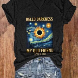 Women’S Van Gogh Hello Darkness My Old Friend Van Gogh Print Casual T-Shirt