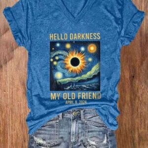 WomenS Van Gogh Hello Darkness My Old Friend Van Gogh Print Casual T Shirt 2