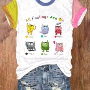 Women’s All Feelings Are Ok Printed 3D Shirt