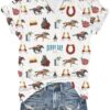 Women’s Derby Horses Print V-Neck T-Shirt