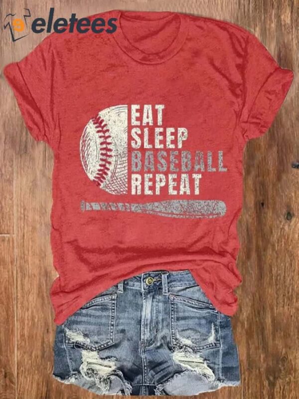 Women’s Eat Sleep Baseball Repeat Baseball Lover Casual Tee