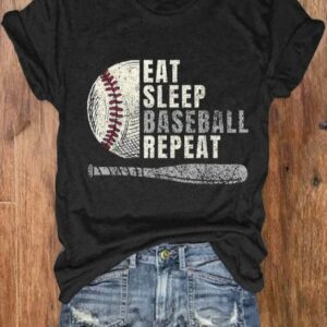 Womens Eat Sleep Baseball Repeat Baseball Lover Casual Tee1