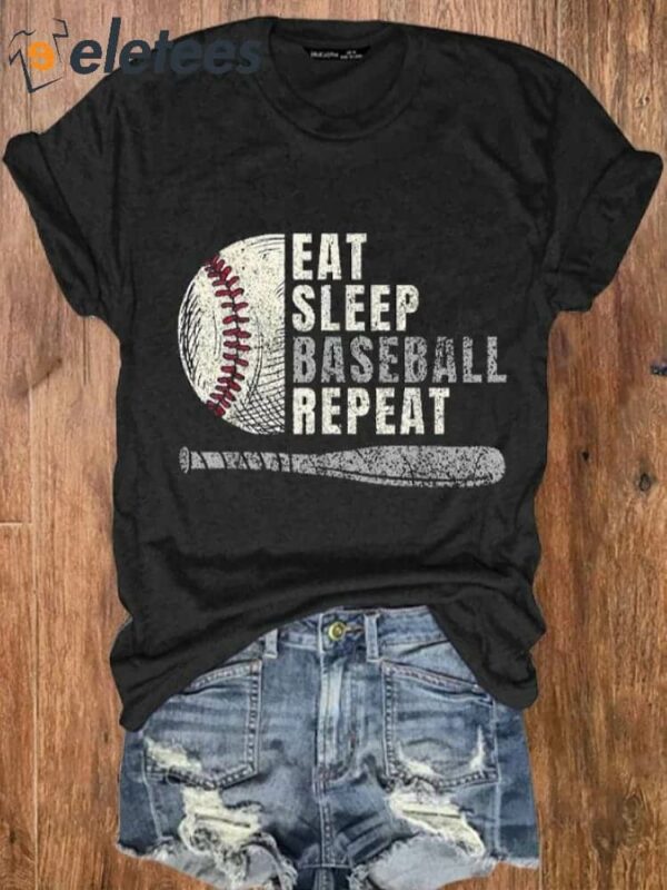 Women’s Eat Sleep Baseball Repeat Baseball Lover Casual Tee