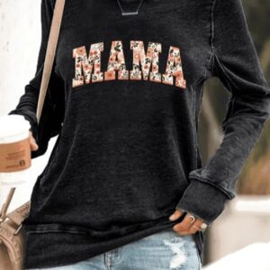 Womens Floral Mama Print Casual Sweatshirt