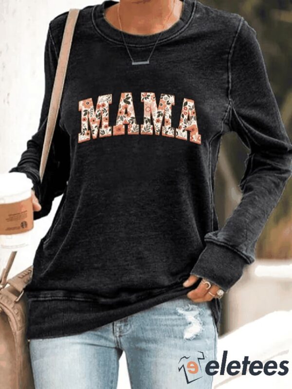 Women’s Floral Mama Print Casual Sweatshirt