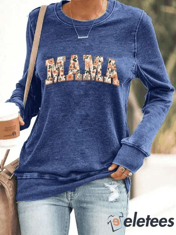 Women’s Floral Mama Print Casual Sweatshirt