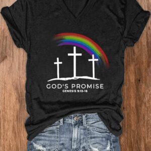 Womens Gods Promise Cross Print T Shirt