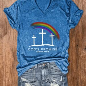 Womens Gods Promise Cross Print T Shirt1