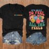 Women’s It’s Okay To Feel All The Feels Print Casual V-neck Shirt