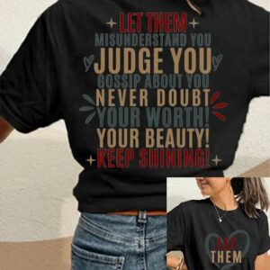 Womens Let Them Printed Casual Short Sleeve T Shirt 2