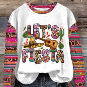Women’s Let’s Fiesta Print Round Neck Sweatshirt