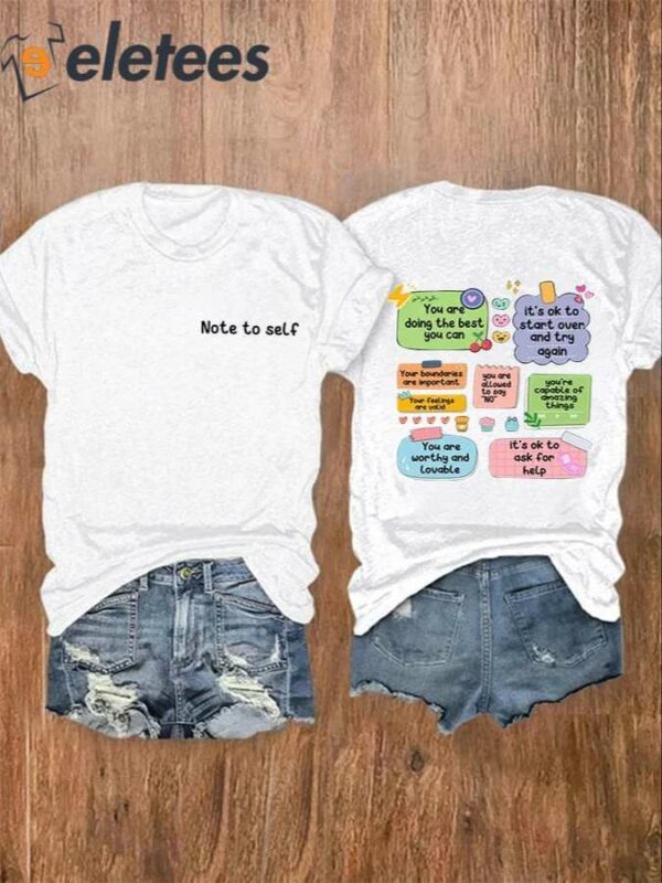 Women’s Note To Self Mental Health Print Casual T-Shirt