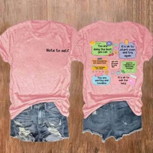 Womens Note To Self Mental Health Print Casual T Shirt 3