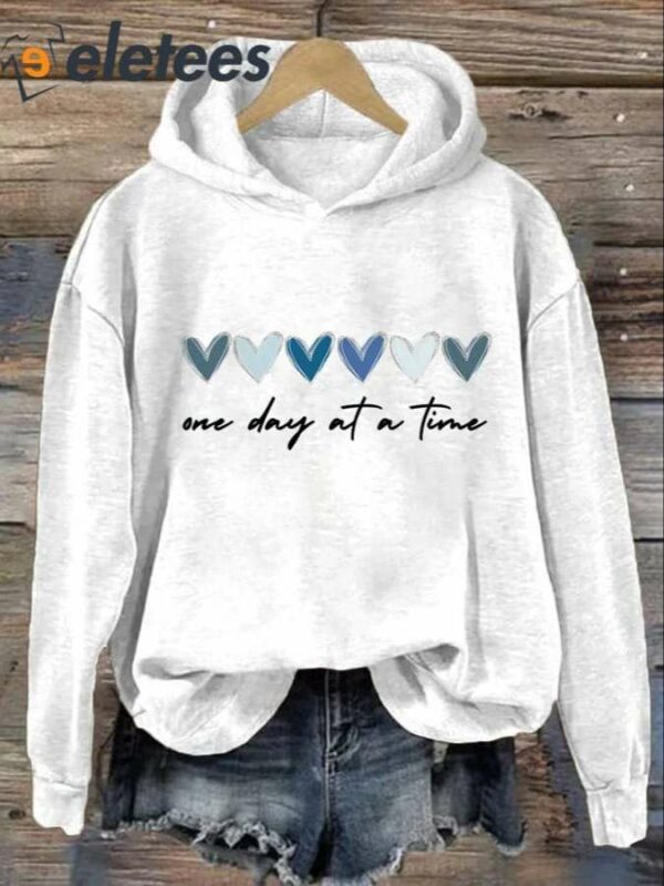 Women’s One Day At A Time Print Casual Hoodie