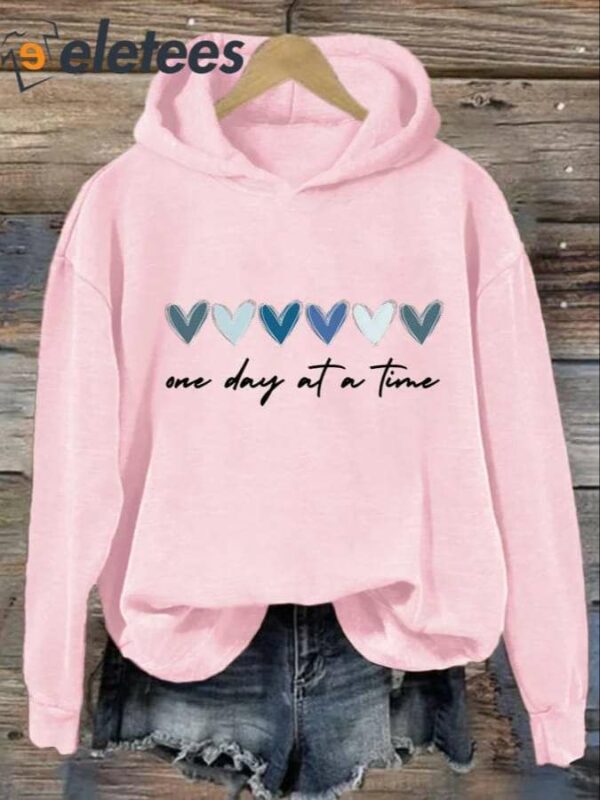 Women’s One Day At A Time Print Casual Hoodie