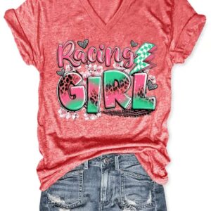 Womens Racing Girl Print T Shirt2