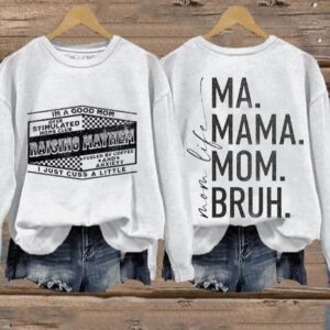 Womens Raising Mayhem Mom Life Graphic Print Casual Sweatshirt1