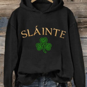 Womens Slainte St Patricks Day Print Hooded Sweatshirt1