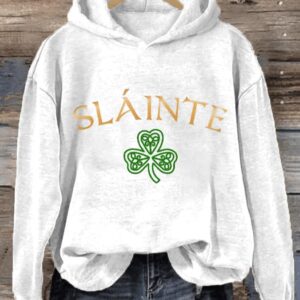 Womens Slainte St Patricks Day Print Hooded Sweatshirt2
