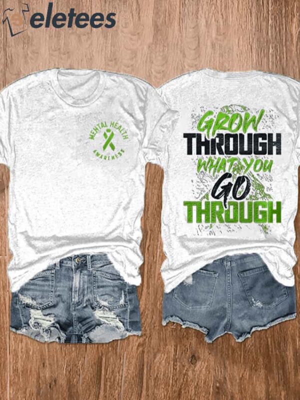 Women’s Slogan Grow Through What You Go Through Printed T-Shirt