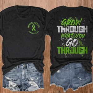 Womens Slogan Grow Through What You Go Through Printed T Shirt1