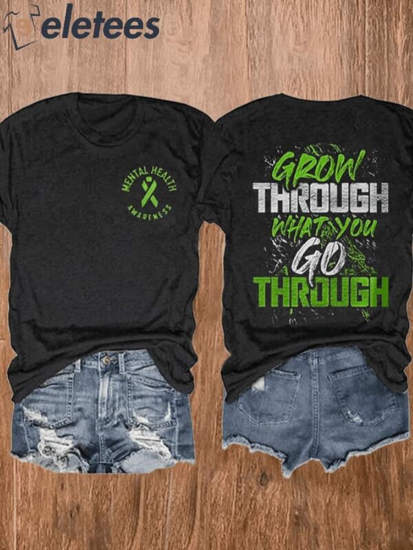 Women’s Slogan Grow Through What You Go Through Printed T-Shirt