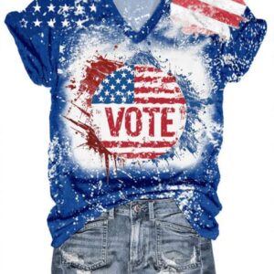 Women’s vote2024 flag print v-neck T-shirt