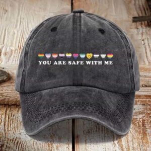You Are Safe With Me Rainbow Pride Hat